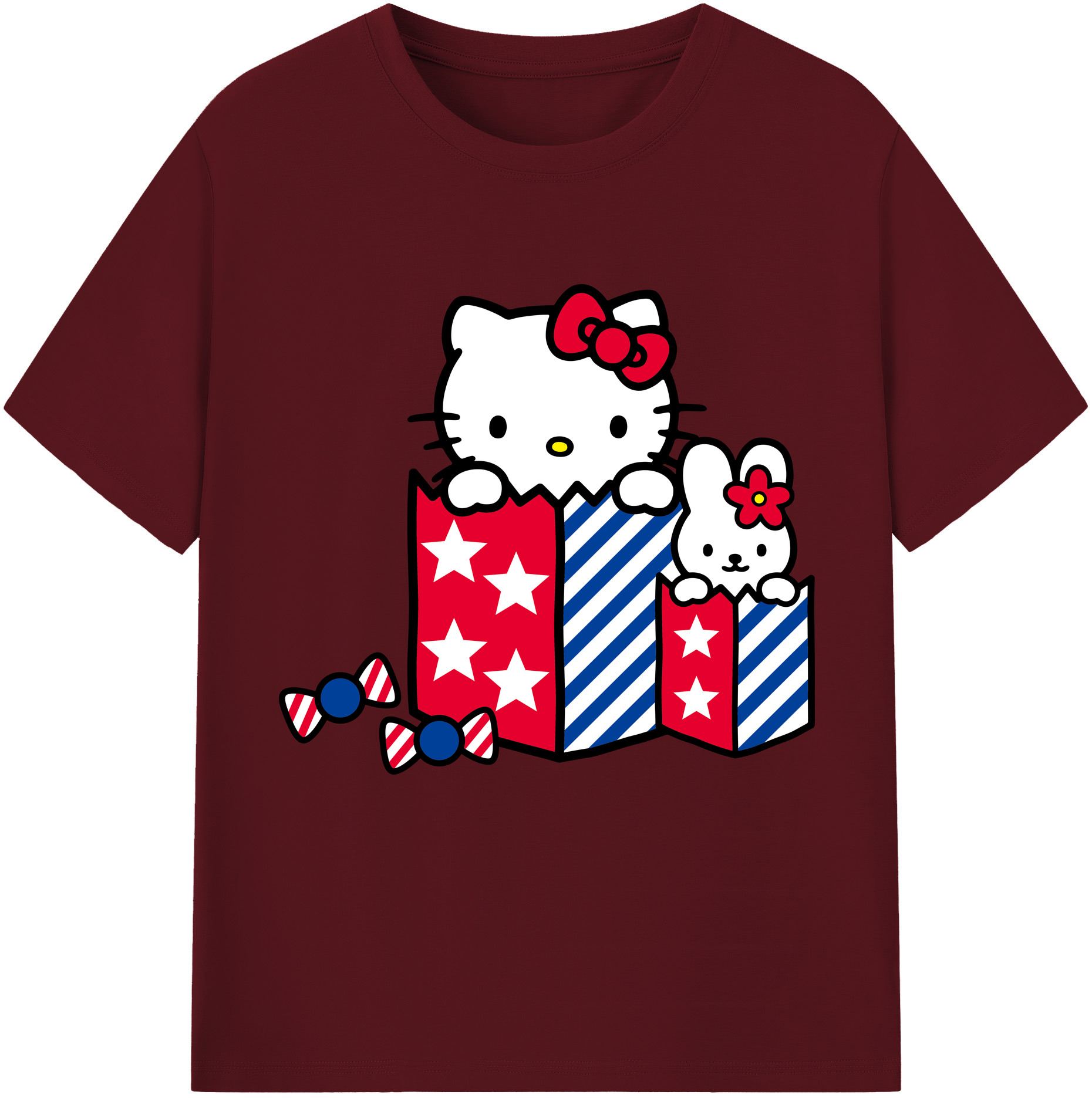 （画像用） Hello Kitty ハローキティ 綿100％半袖Tシャツ（フロントプリント）